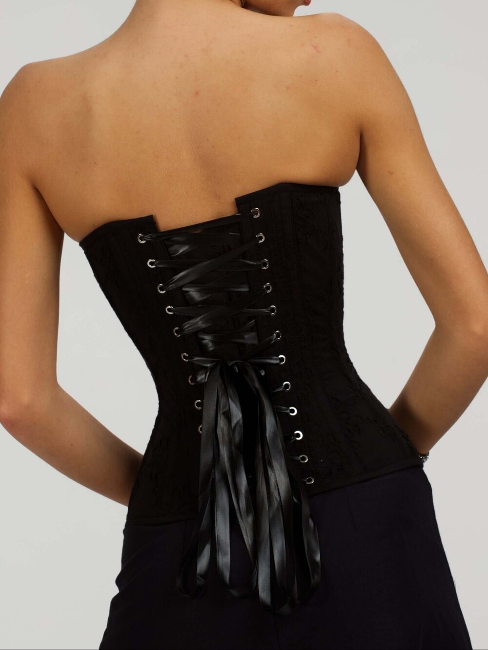 NWT Corset Story Dahlia Black Broderie Anglaise Cotton Overbust Corset W/ Zip 38